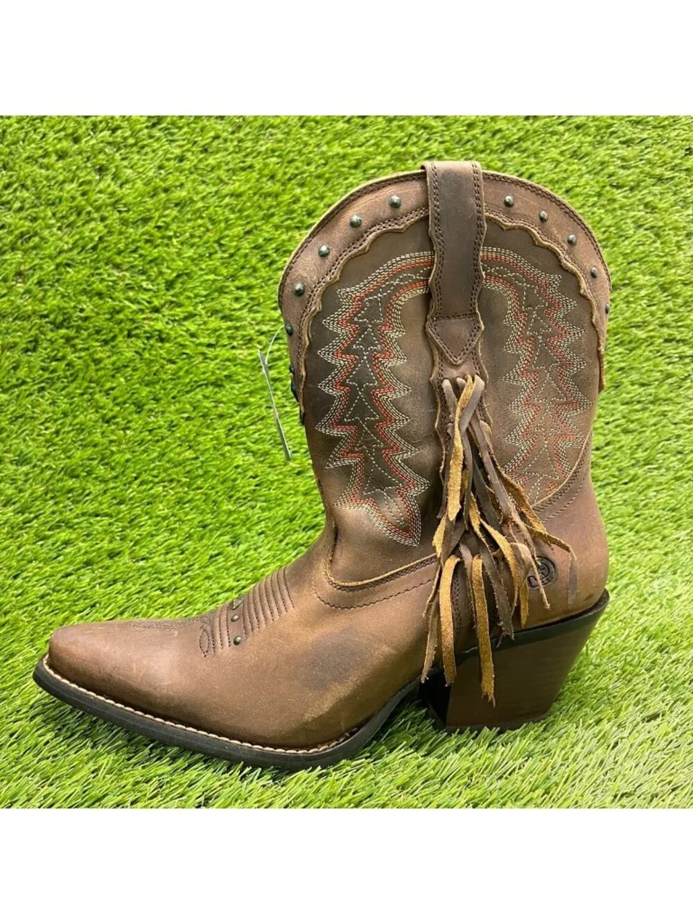 Durango Crush Womens Size 7 Brown Cowgirl Western Snip Toe Zip Up Fashion Boots